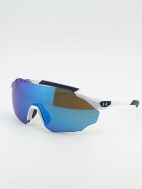 Under Armour UA HAMMER/F 0YO6 W1 Sunglasses White Shield Frame, Blue Lenses